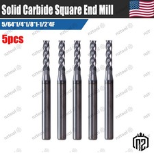 5 PCS 5/64 Solid Carbide Square End Mill 4 Flutes 1/4 LOC 1-1/2 OAL AlTiN Coated
