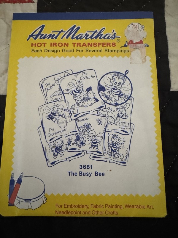 Aunt Martha's Hot Iron Transfers 3681 The Busy Bee Animals & Insects Theme