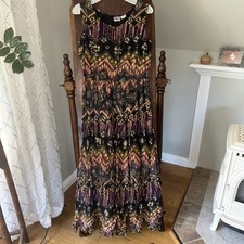 Vintage 90s Bila Maxi Dress Large Boho Hippie Festival Crinkle Tiered Floral