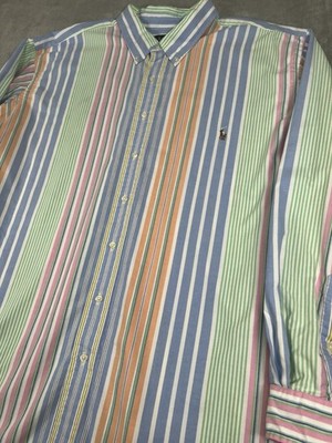 Polo Ralph Lauren Mens 3XB Pastel Striped Dress Shirt Button Down Long Sleeve