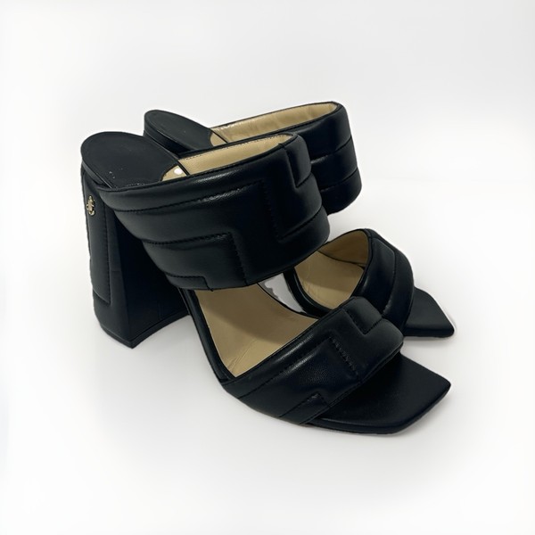 Jimmy Choo size 40 current season black leather mule heels worn once themis 100