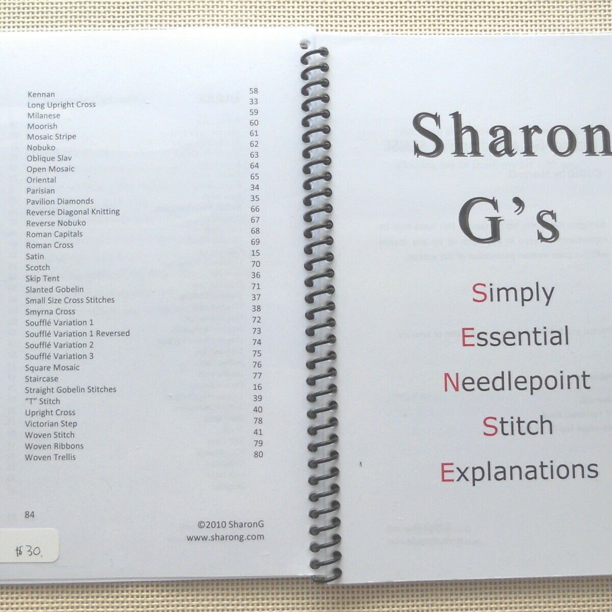 Sharon G Needlepoint SENSE Needlepoint stitch reference book