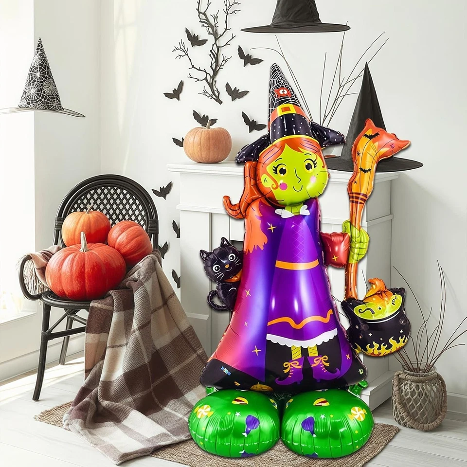 Bruja Globo Halloween Fiesta Decoración Autónomo Mago Cuento de Hadas Enorme Foto 3 de 4