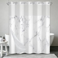 TQUQOBU Grey White Marble Shower Curtain Snap In Liner, Abstract Modern Luxury