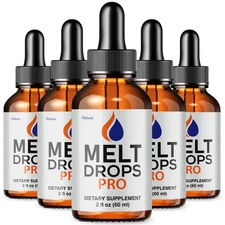 (5 Pack) Melt Drops Pro for Weight Loss, Premium Fat-Burning Formula (10 oz)
