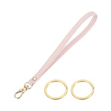 7 Inch Wristlet Strap PU Leather with 2 Gold Rings for Clutch Pink 