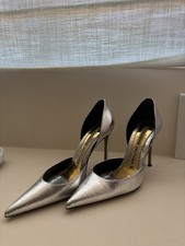 Alexandre Vauthier Metallic Silver Patent Lea...