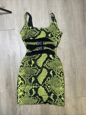 CYBERPUNK Sexy Club Cutout PRETTY LITTLE THING Women’s Size 4 Snake Green Dress