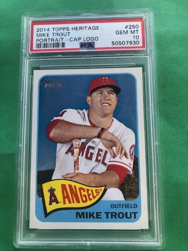 2014 TOPPS HERITAGE PORTRAIT CAP LOGO #250 MIKE TROUT - ANGELS GEM MINT PSA 10