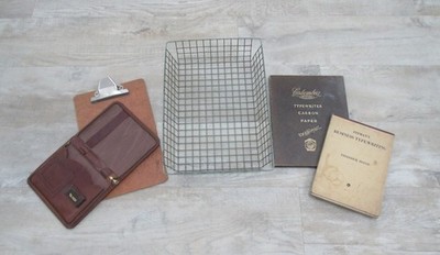 Vintage Büro Draht Ablage Tablett Schreibbuch Kohle Papier Box Holz Klemmbrett