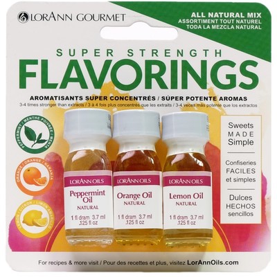 3er Pack LorAnn Süßigkeiten & Backaroma 0,125oz 3/Pkg-Natürlich-Pfefferminze/Orange/Le