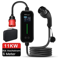 EU Typ-2 EV-Ladegerät einstellbar 6-16 A 11 kW 6 m Drehstrom-Ladekabel