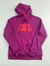 Under Armour Hoodie Womens Medium Purple Fleece Pullover Logo Kangaroo Pocket