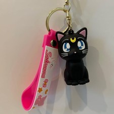 Sailor Moon and Luna strap with silicone charm Amine Keychain
