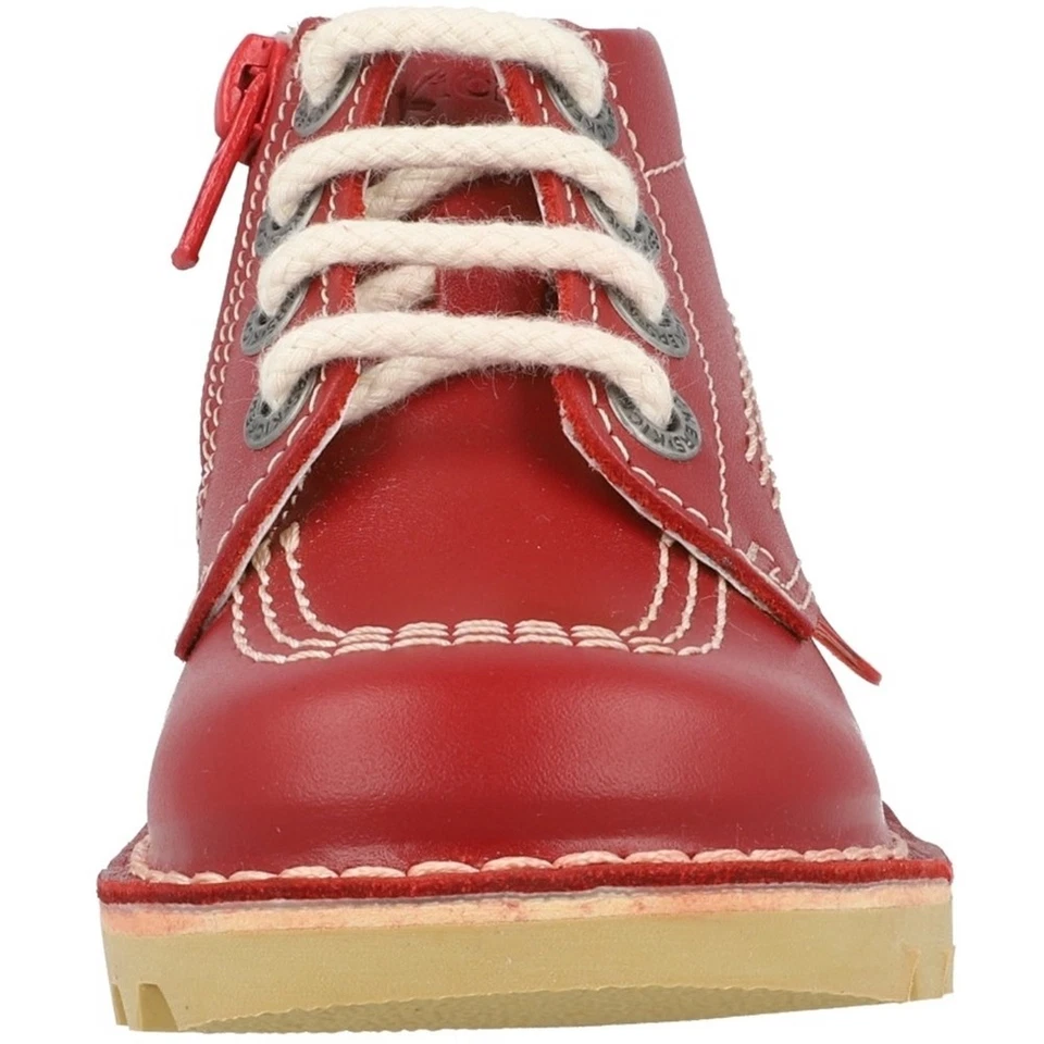 Kickers Kick Hi Red Zip Boots Kids Iconic Durable Sole Easy On Leather - Image 2 of 4