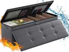 Storage Ottoman, Fireproof Folding Bench with Lock(15”X 43”X15”), Water-Resistan
