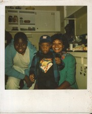 Old Vintage Photo COLOR POLAROID TRIO BLACK AFRICAN AMERICAN WOMAN BOYS MOM