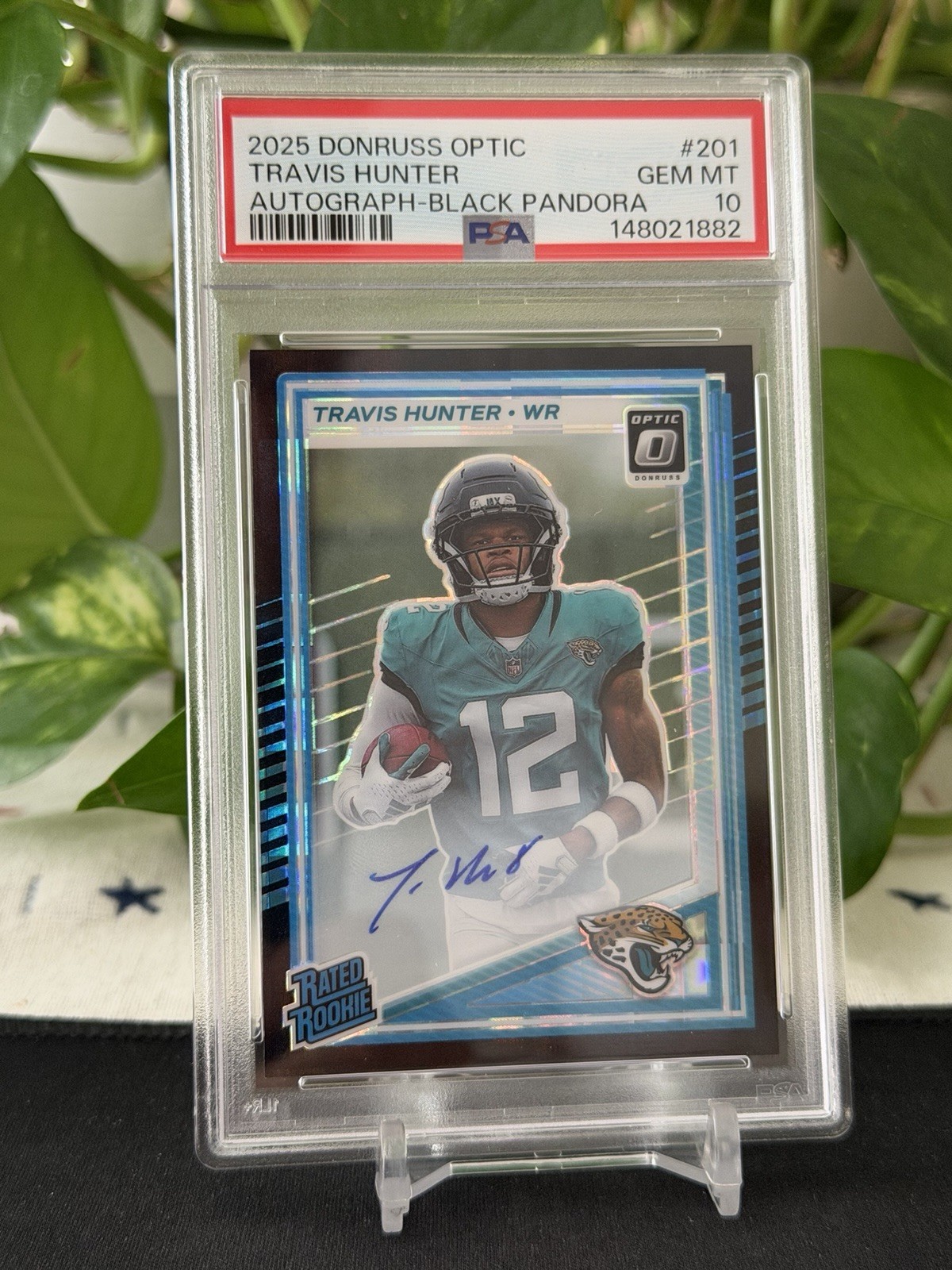 2025 Donruss Optic Travis Hunter Rated Rookie Auto Black Pandora /35 PSA 10 GEM