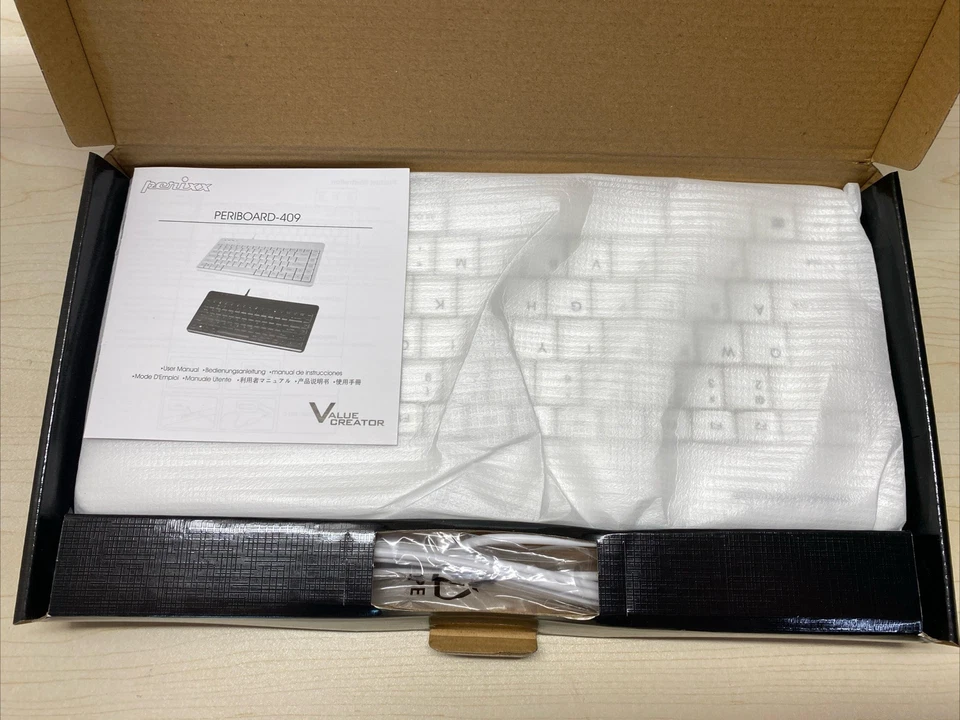 PERIBOARD-409PW Wired PS2 Mini Keyboard by Perixx - 12.36x5.75x0.79 inches WHITE - Image 4 of 4