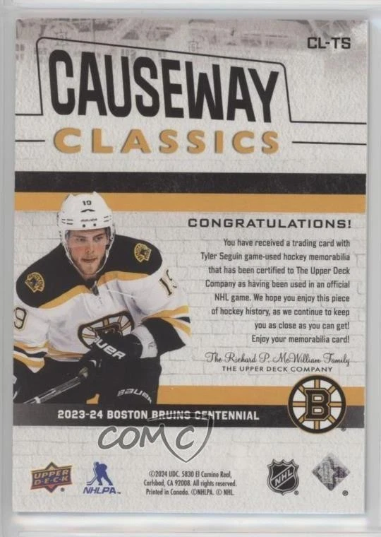 2023 Upper Deck Boston Bruins Centennial Causeway Classics Relics Tyler Seguin - Image 2 of 2
