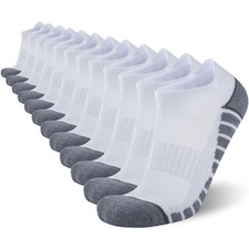 12 Pack Mens Ankle Socks Athletic Running Cushioned Breathable Low Cut Sports...