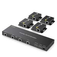 HDMI Extender Splitter 1x4 HDMI Over Ethernet Splitter 4K30Hz-165ft Black