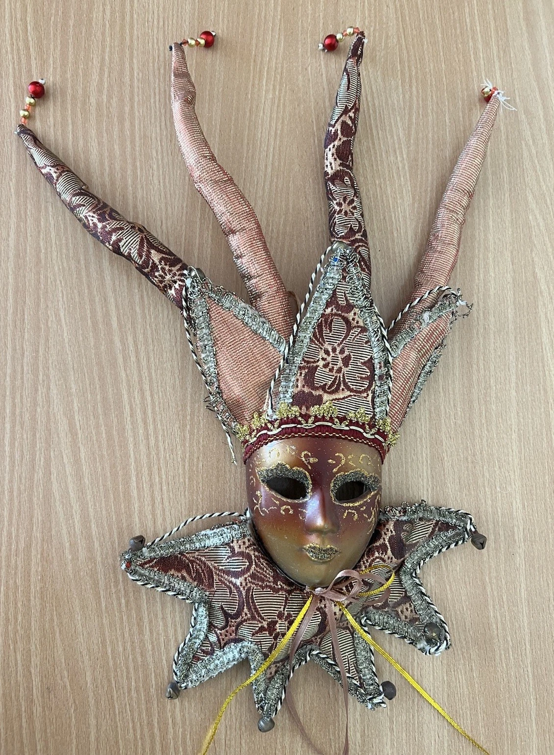 Venetian Jester Mask Carnival of Venice Made In Italy Wall Hanging 40cm
