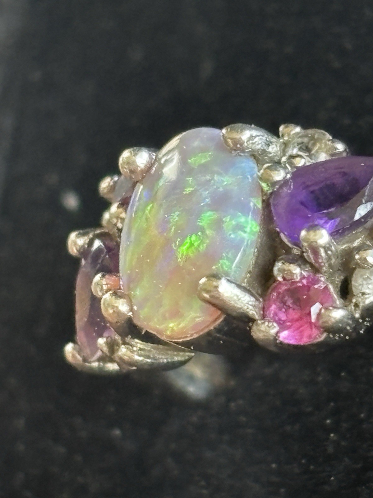 Sterling Silver Opal, Ruby And Amethyst Ring Size… - image 3