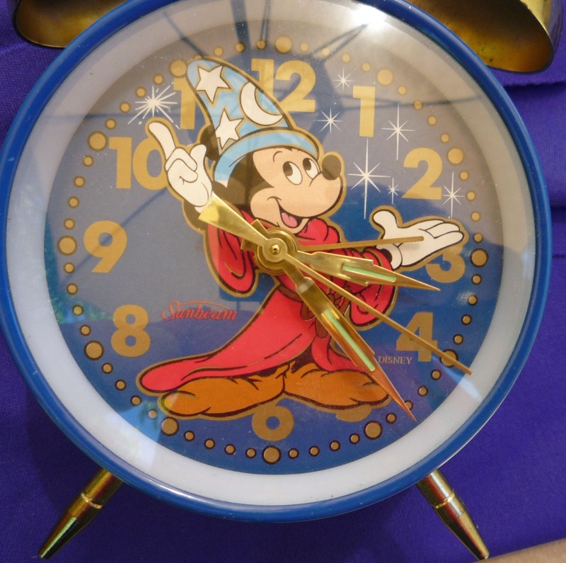DISNEY SUNBEAM MICKEY SORCERER'S APPRENTICE FANTASIA TWIN-BELL ALARM CLOCK WRKS!
