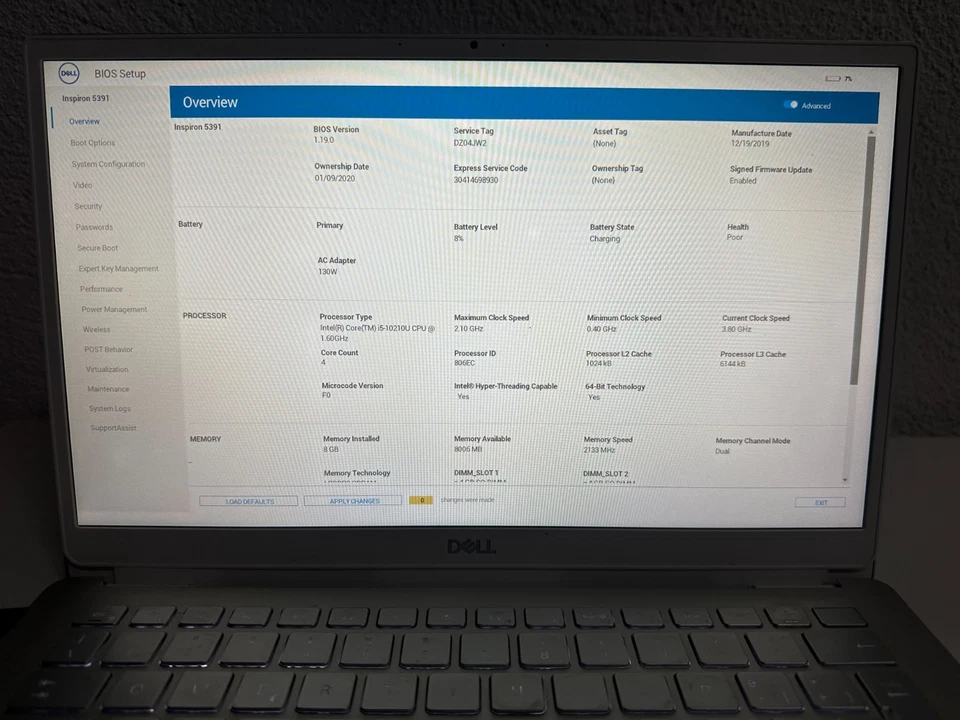 Portátil Dell Inspiron 5391 i5-10210U 2.1GHz 8GB 256SSD Webcam 13" FHD HDMI 18 - Imagen 2 de 4