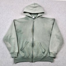 Vintage 90s Russell Athletic Mens Full Zip Hoodie L Fade Sage Green Sweatshirt