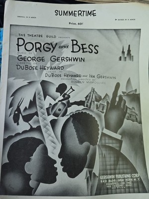 Porgy Bess Summertime Piano Sheet Music 1935 Gershwin Rvd A Minor P/C/V T144