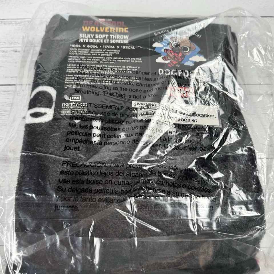 Marvel Deadpool Dogpool Throw Blanket Smells Like Trouble 46x60 New - Image 3 of 3