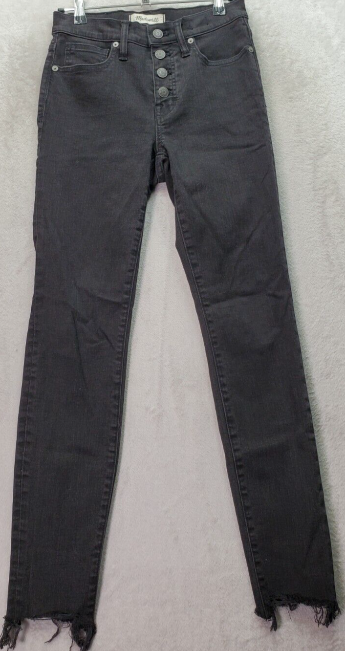 Madewell Women Black High Rise Skinny Jeans Size 25 Button Fly Cropped-image