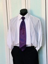 Amethyst Royal Dark Purple Eggplant Satin Tie Wedding Prom Tuxedo Pre Tied clip
