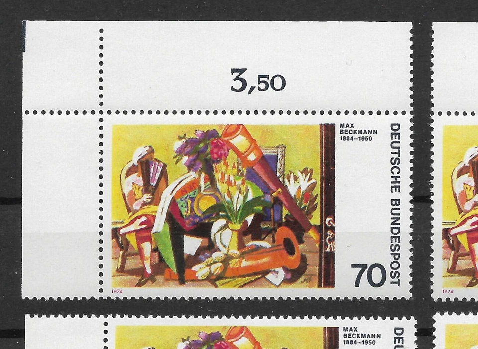 Bund 1974 ** 4x Mi 822 Expressionismus 70Pf vom Eckrand Ecke oben unten (1693G) - Bild 2 von 4