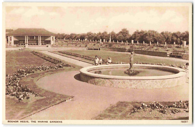 Bognor Regis Marine Gardens Sussex - Vintage Photochrom Postkarte V09