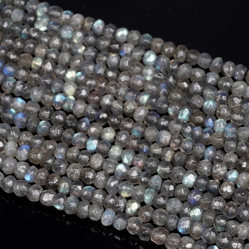 3-4 mm natürliche auffällige Labradorit facettierte Rondelle Edelstein lose Perlen Handwerk 12" - Bild 5 von 10
