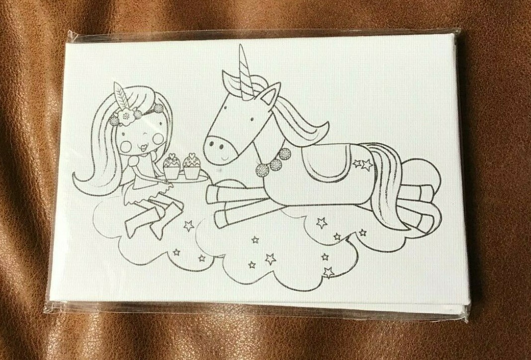 GO Create Pre printed 4 x 6" Mini Unicorn Canvas for kids  - Set of 2