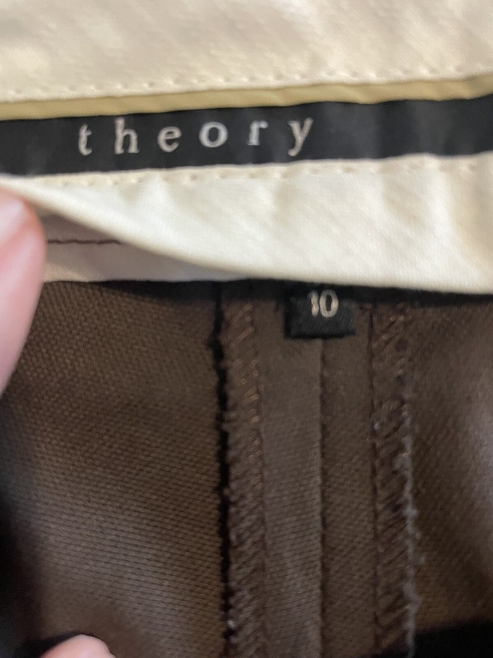 Theory Max C Trouser Dress Pant Light Brown Flat Front Women’s Size 10