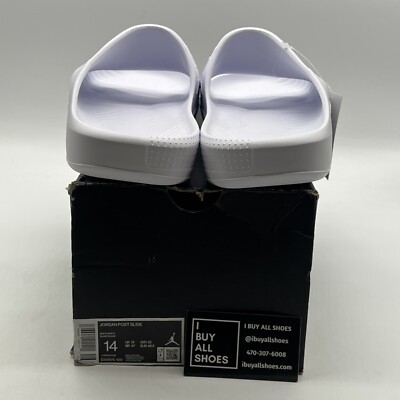 Size 14 - NIKE AIR JORDAN POST SLIDE WHITE-WHITE 