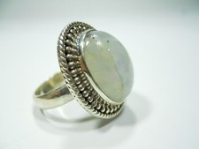 VINTAGE OVAL MOONSTONE MOON STONE BAND RING STERLING SILVER 925 SIZE 7