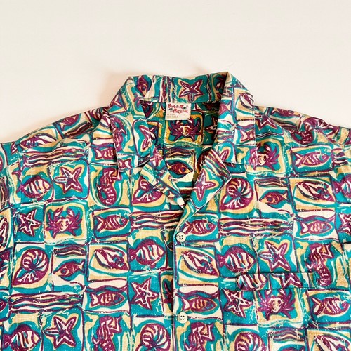 Vintage Barefoot in Paradise Hawaiian Aloha Shirt XL All Over Print Made In USA - Picture 12 of 20
