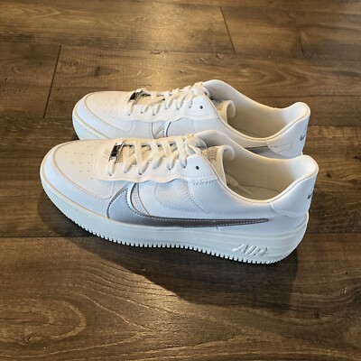 SIZE 10.5 Women s Nike Air Force 1 PLT.AF.ORM Triple White Shoes DJ9946-100