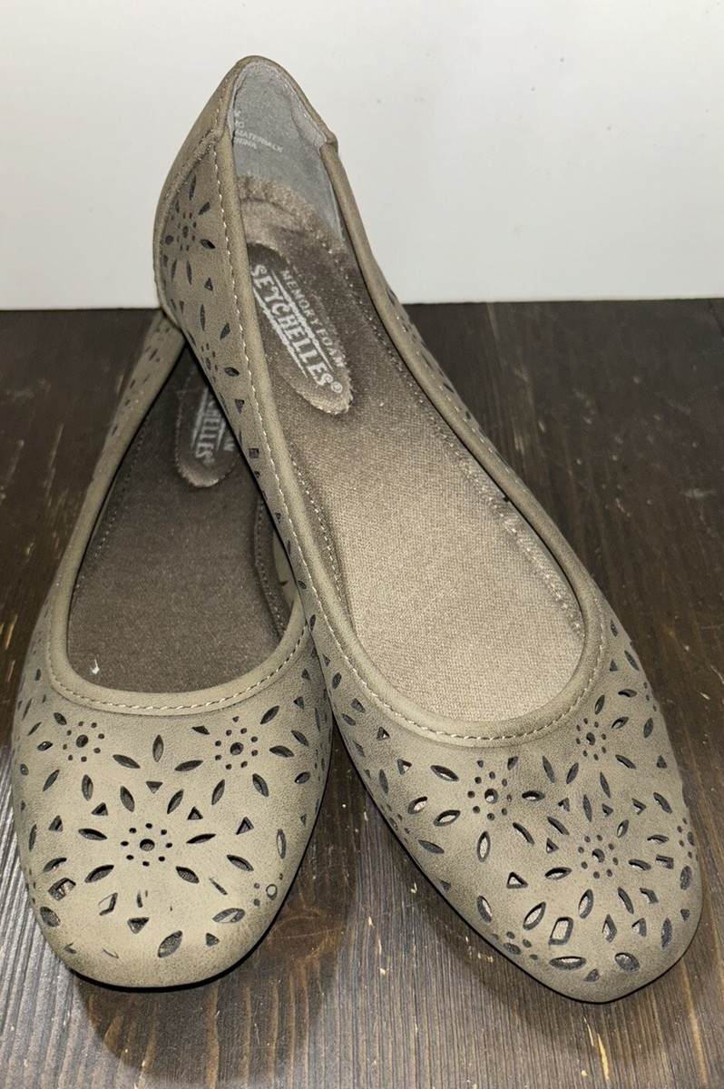 Seychelles, memory foam, perforated taupe, flats women Size