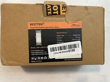 Bestten Single Pole Rocker Light Switch White Pack of 10 New Open Box