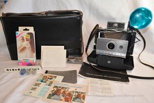 Polaroid Automatic 100 Land Camera 1963-66 With Case Flash Cloud Filter Bulbs