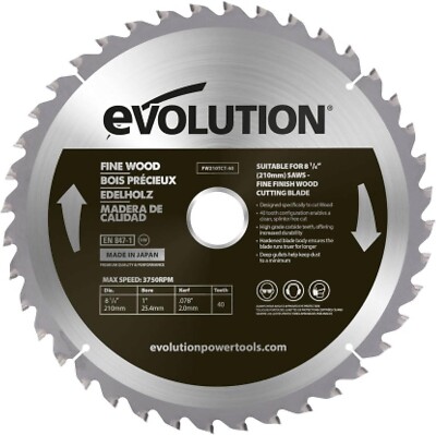 Evolution FW210TCT-40 210mm feines Holzsägeblatt Hartmetallbestücktes Sägeblatt