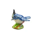 Vintage Pottery Bird Blue Titmouse Figurine Signed J. P. Looks like Stangl?