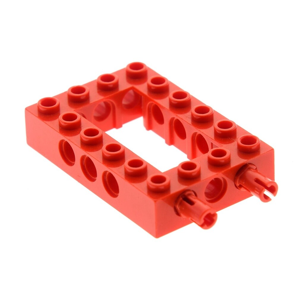 1x Lego Technic Building Brick Frame 4x6 Red 2 Fixed Pins Beam 32531c01